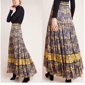 Anthropologie Carolina K Midnight Boho Maxi Skirt